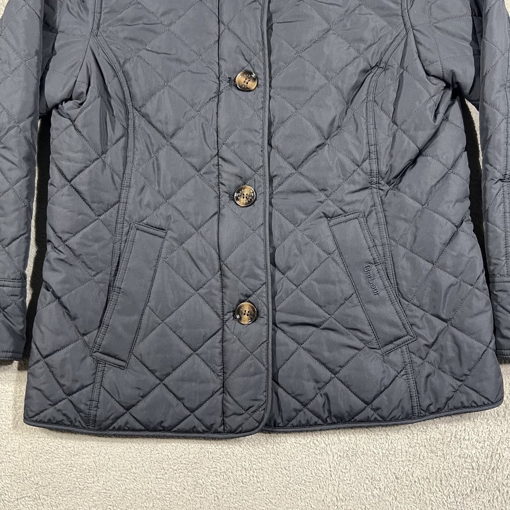 Barbour Forth Quilted Jacket Womens 10 Full Zip Button Up Modern Heritage Blue - Picture 2 of 15